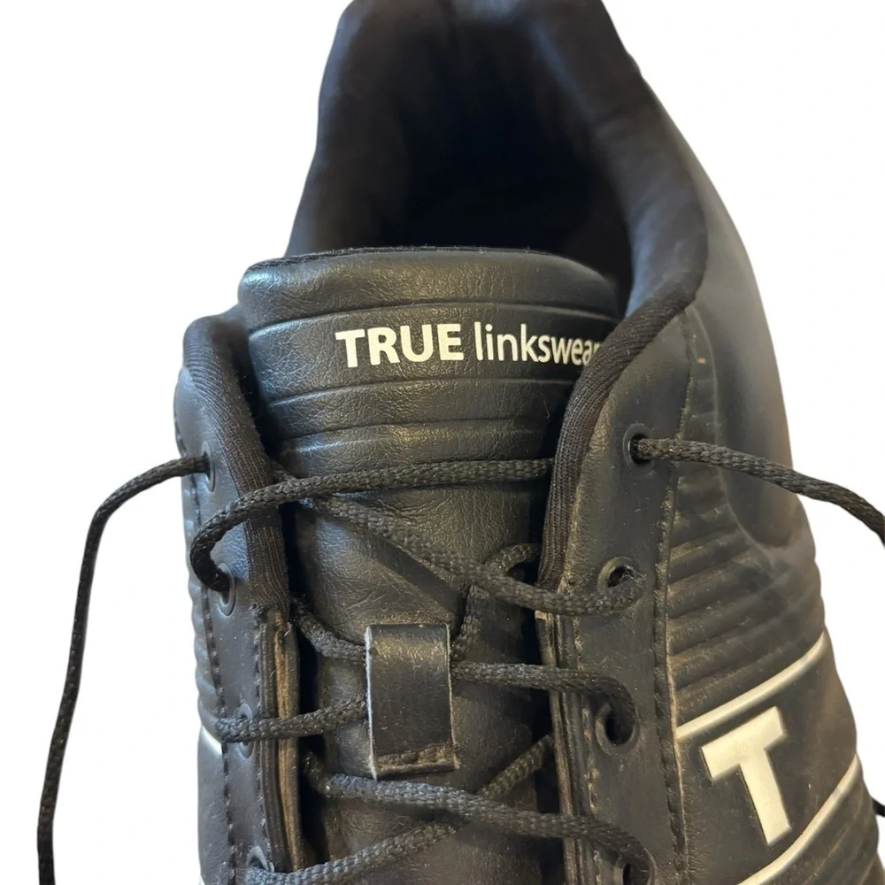 TRUE Linkswear True Motion Golf Shoes Mens 11 Black Waterproof Spikeless Leather